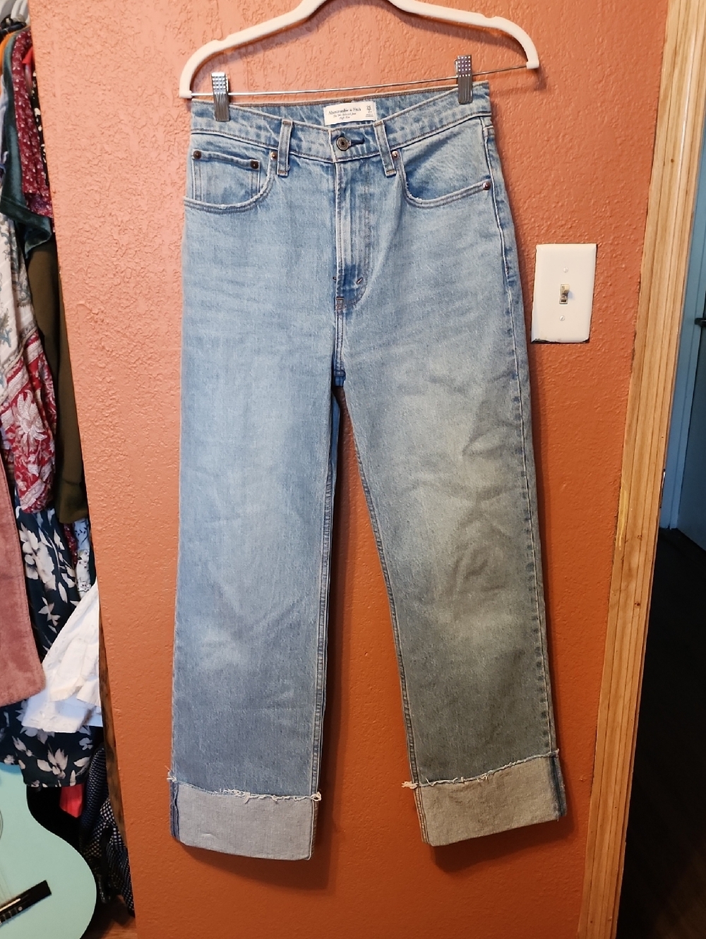 Abercrombie &Fitch Denim Light Wash High-Rise Straight Jeans - Women